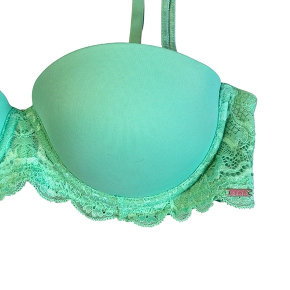 PINK Victoria’s Secret Strapless Convertible Sans Bretelles Green Size 32B #2033 - Picture 2 of 5